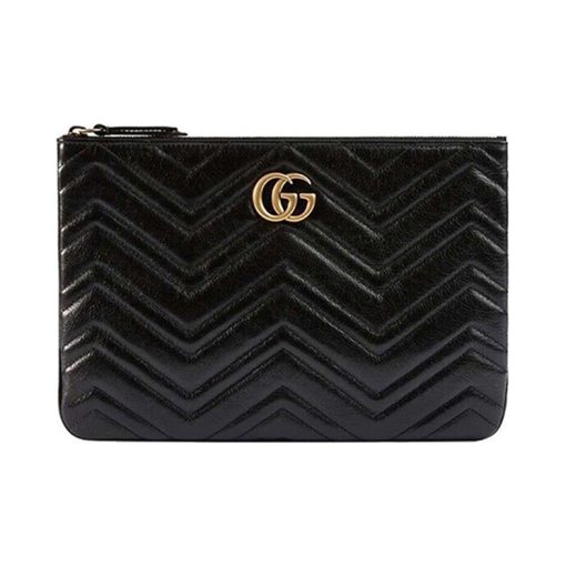 구찌 GG 마몽 레더 파우치 블랙 525541-0OLET-1000 #29*1*19cm