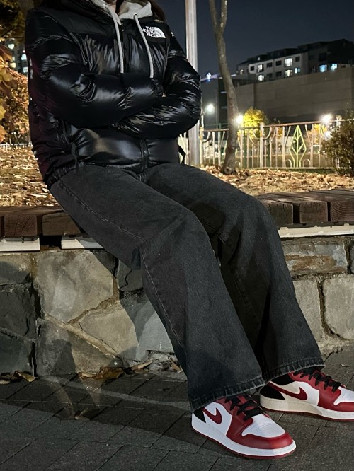 조던 1 로우 화이트 짐레드 블랙 553560-163 photo review