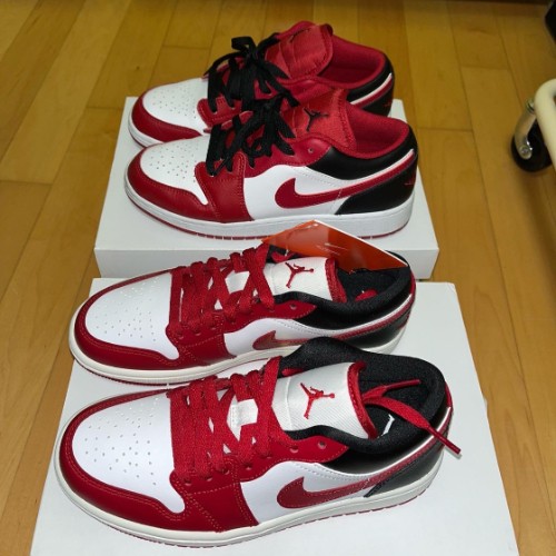 조던 1 로우 화이트 짐레드 블랙 553560-163 photo review