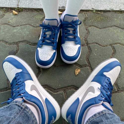 조던 1 로우 트루 블루 시멘트 그레이 553560-412 photo review