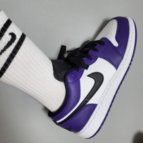 조던 1 로우 코트 퍼플 2020 553560-500 photo review