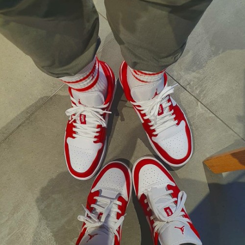 조던 1 로우 짐레드 화이트 553560-611 photo review