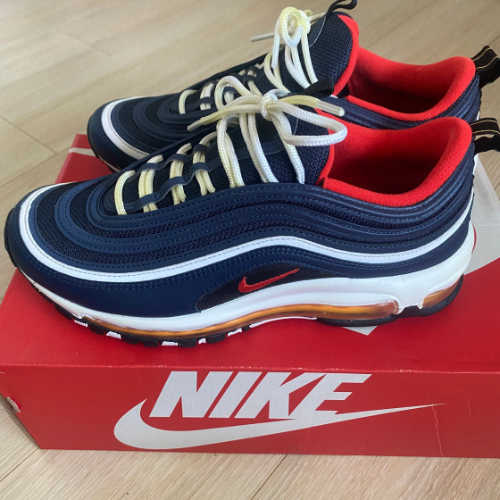 나이키 에어맥스 97 미드나잇 네이비 하바네로 레드 921826-403 photo review