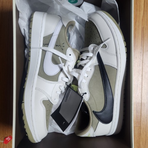 조던 1 x 트래비스 스캇 레트로 로우 골프 NRG 뉴트럴 올리브 FZ3124-200 photo review