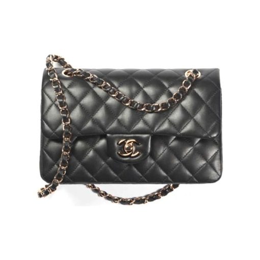 샤넬 클래식 스몰 플랩백 램스킨 & 핑크 골드 메탈 블랙 A01113-B06449-94305 #23*6*14.5cm