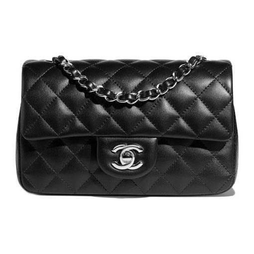 샤넬 미니 플랩백 램스킨 & 실버 메탈 블랙 A69900-Y01480-94305 #20*8*12cm