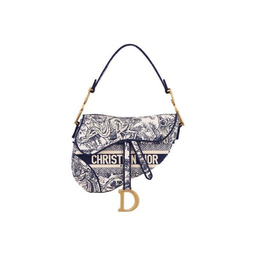디올 새들백 트왈 드 주이 자수 블루 M0446CTDT-M808 #25.5*20*6.5cm