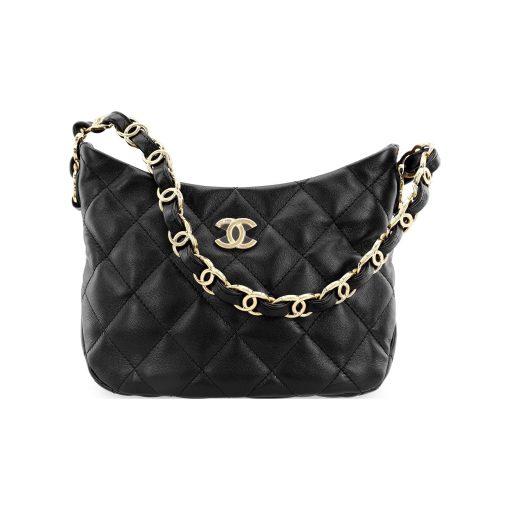 샤넬 호보 핸드백 램스킨 & 골드 메탈 블랙 AS3562-B09178-94305 #24*4*17cm
