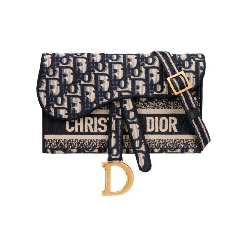 디올 새들 슬림 파우치 블루 오블리크 자카드 S5647CRIW-M928 #21*3*13.5cm