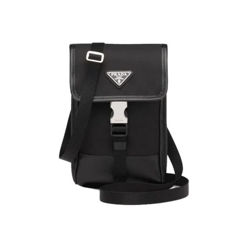 프라다 리나일론 앤 사피아노 레더 스마트폰 케이스 블랙 2ZH109-2BBD-F0002 #12*18cm