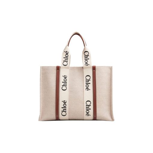 끌로에 우디 라지 토트백 화이트 브라운 CHC21US382E6690U #45*13*33cm