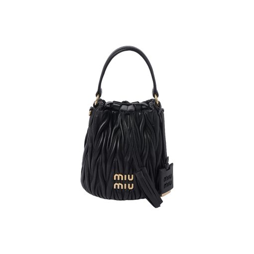 미우 미우 마테라쎄 나파 가죽 버킷백 블랙 5BE085-N88-F0002-V-OOO #15.0*17.0*11.0cm