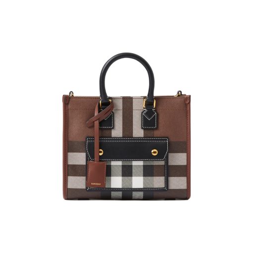 버버리 미니 프레야 토트백 다크 버치 브라운 80696611 #23*8*19cm