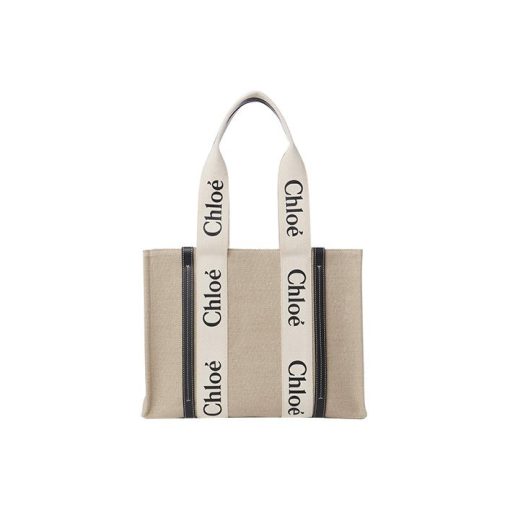 끌로에 우디 미디움 토트백 화이트 블루 CHC21US383E6691J #37*12*26cm