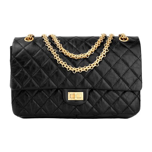 샤넬 2.55 라지 플랩백 빈티지 카프스킨 & 골드 메탈 블랙 A37587-Y04634-C3906 #28*9*16cm