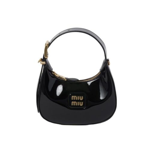 미우 미우 페이턴트 레더 호보백 블랙 5BP084-069-F0002-V-OOO #15.5*17*5.5cm