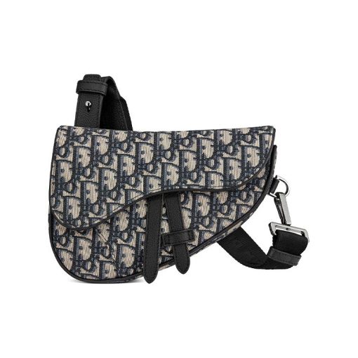 디올 미니 스트랩 새들백 오블리크 자카드 베이지 블랙 1ADPO191YKY-H27E #21*3*16cm