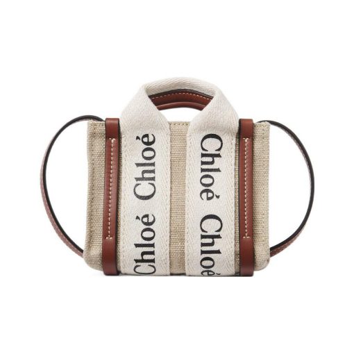 끌로에 우디 나노 토트백 화이트 브라운 CHC22-AP235I26-90U #14*4*12cm