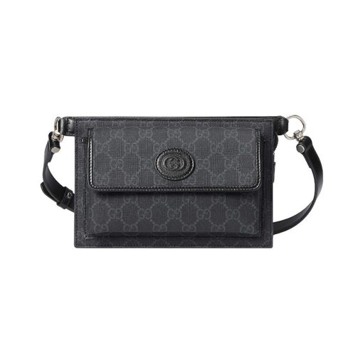 구찌 GG 벨트백 인터로킹 G 블랙 슈프림 746300-92TCF-1000 #18*13*5cm