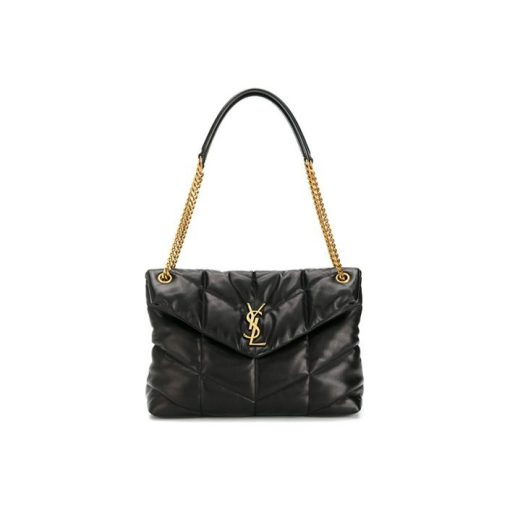생로랑 퍼퍼 미디움 체인 백 퀼티드 램스킨 블랙 577475-1EL07-1000 #35*13.5*23cm