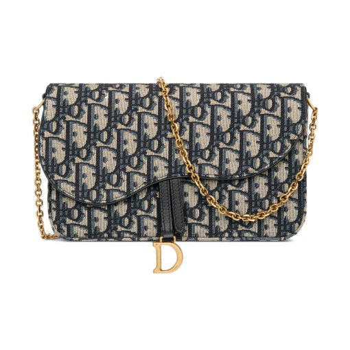 디올 새들 파우치 체인 블루 S5907CTZQ-M928 #21.5*3.7*12.5cm
