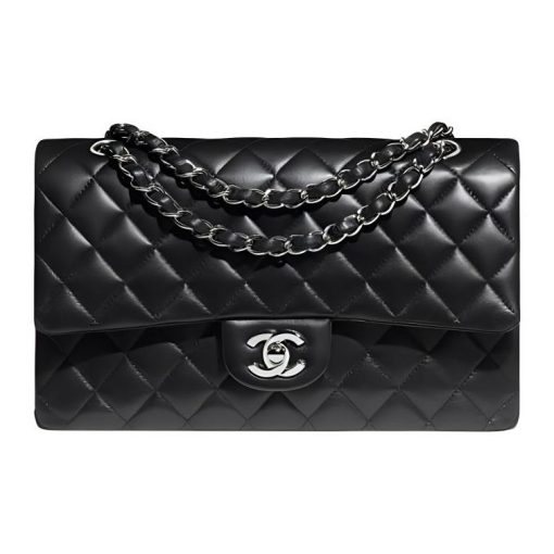 샤넬 클래식 미디움 플랩백 램스킨 & 실버 메탈 블랙 A01112-Y01480-94305 #25*6*14cm