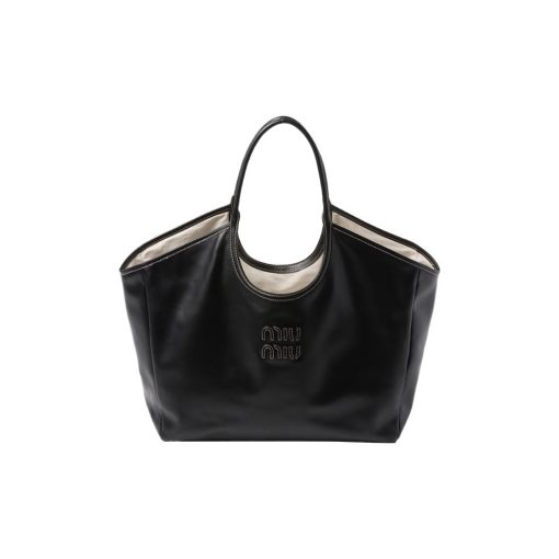 미우미우 아이비 레더 백 블랙 5BG276-2DDJ-F0002-V-OOO #38*38*18cm