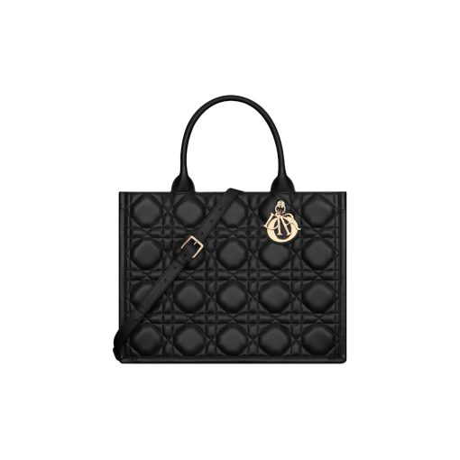 디올 미디움 북 토트 매크로까나쥬 카프 스킨 블랙 M1324OWHP-M900 #25*12*19cm