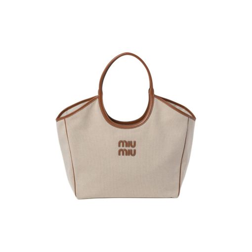 미우미우 아이비 캔버스 백 베이지 브랜디 5BG286_2CRN_F062F_V_OOO #37*18*36cm