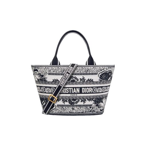 디올 햇 바스켓백 화이트 블랙 버터플라이 반다나 M1328CESE-M041 #27*20*8cm